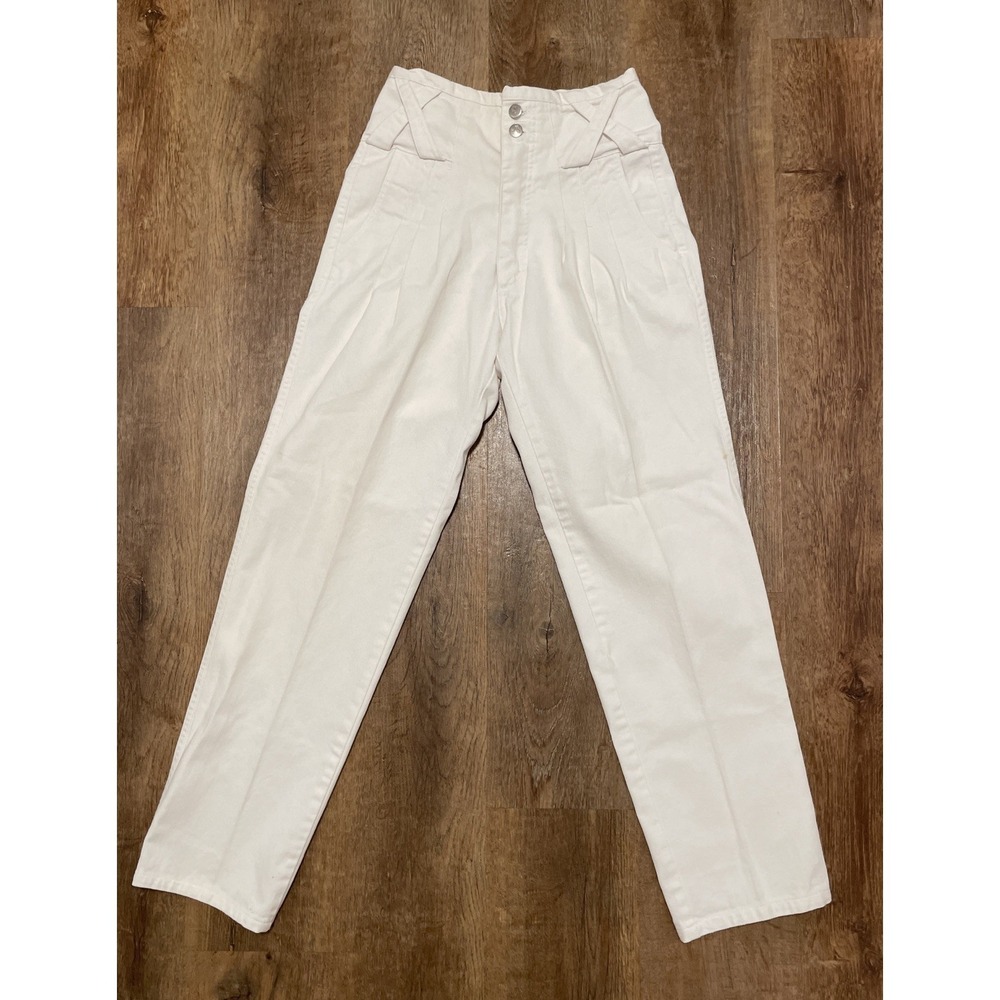 Vintage Panhandle Slim White High Waisted Western Pleated Jeans Made in USA 24